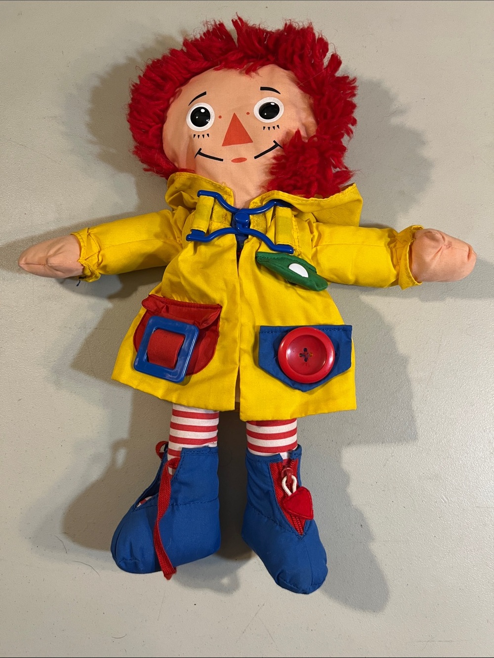 Red-Haired Rag Doll in Yellow Coat - Kids Plush Toy